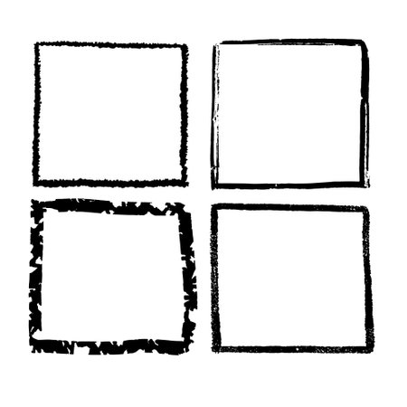 Vector hand drawn squares, black lines, grungeのイラスト素材