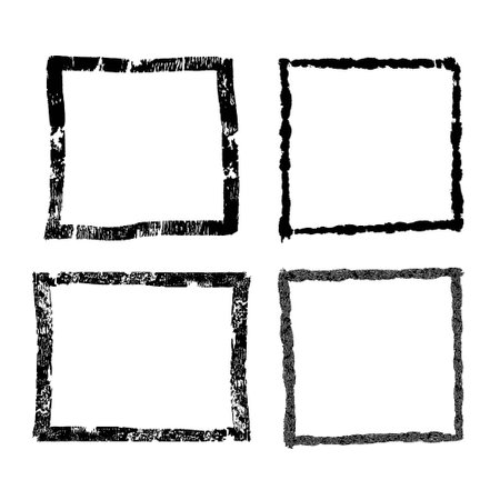 Vector hand drawn squares, black lines, grungeのイラスト素材