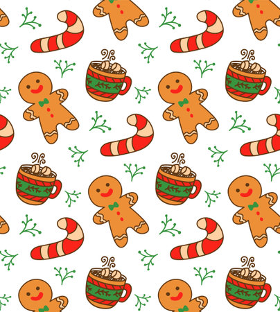 Winter seamless patterns with christmas elements.のイラスト素材