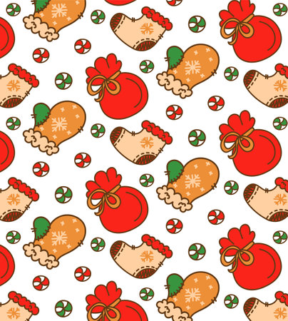 Winter seamless patterns with christmas elements.のイラスト素材