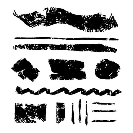 Set of Hand Drawn Textures and Brushes, ink design elements. Hand-drawn with watercolor grunge strokes. Abstract watercolor design elements for your projects. Vectorのイラスト素材