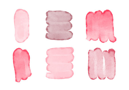 Blush pink watercolor stains Paint stropke. Vector illustration. Abstract pink watercolor background texture on white. Hand painted on paper.のイラスト素材