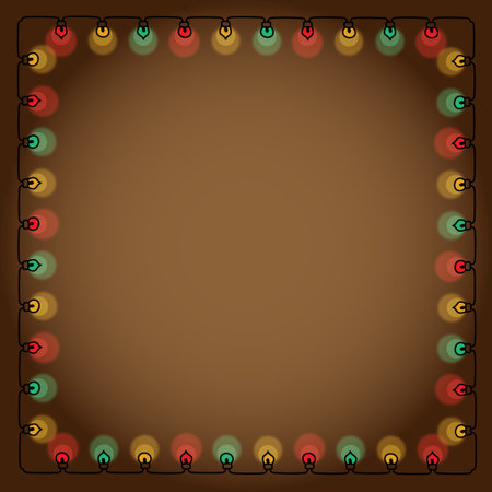 Xmas light bulbs frame, vertical rectangle shape. Simple but cute Christmas hand drawn frame. Vector illustration.のイラスト素材