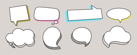 Speech Bubbles Hand Drawn Coloring Vectorのイラスト素材