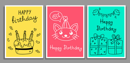 set of happy birthday cardsのイラスト素材