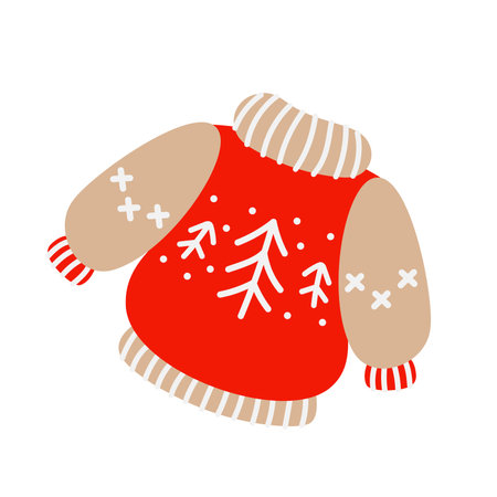 Winter cute sweater. Christmas clothes. New year. Vector hand drawn iconのイラスト素材