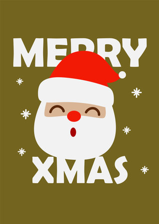 Postcard with Santa Claus Merry Christmas. Decorative poster, banner for christmasのイラスト素材
