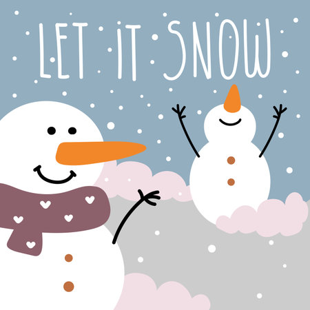 A card with a snowman and snowflakes. Let it snow.のイラスト素材