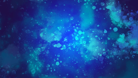 Abstract blue winter watercolor background. Sky pattern with snow. Dark blue watercolor paper texture background. Vector water color design illustrationのイラスト素材