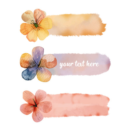 Name Tag Set With Beautiful Flower Ornamentのイラスト素材