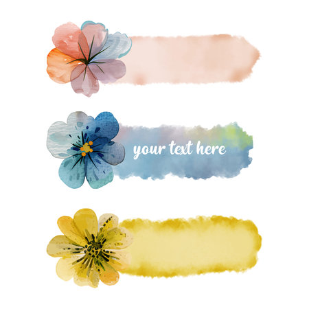 Name Tag Set With Beautiful Flower Ornamentのイラスト素材