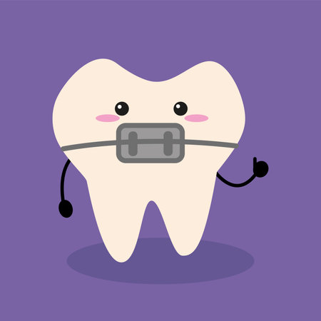 Cute Cartoon Tooth Braces children dental Illustrationのイラスト素材