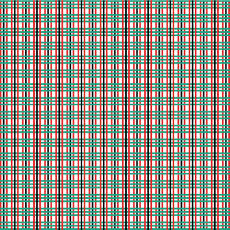red green black line square patternのイラスト素材