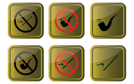 smoking allowed/not allowed signs on gold background vector eps10 graphicのイラスト素材