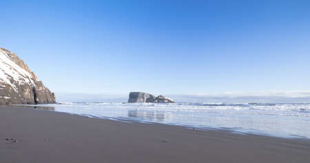 Winter coast of Pacific ocean on Kamchatkaの写真素材
