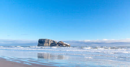 Winter coast of Pacific ocean on Kamchatkaの写真素材