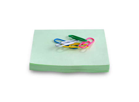 paper clips on paper recordsの写真素材