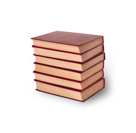 a stack of old books on a white background