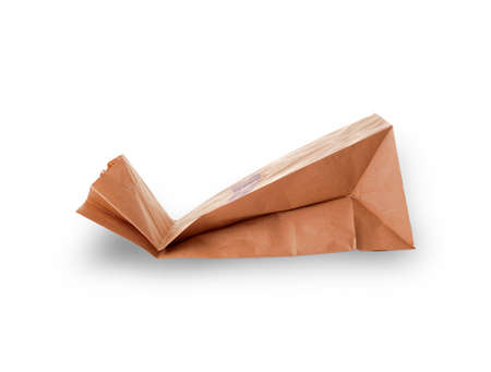 Paper shopping bag carved on a white backgroundの写真素材