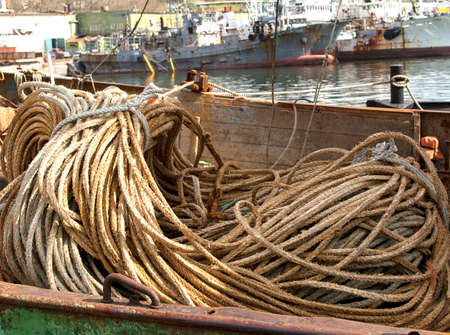 NET and ropes for fishing boat on Kamchatka