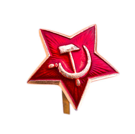 Star Red Army, the Soviet star, star kakarda Soviet troops, isolated on a white background.の写真素材