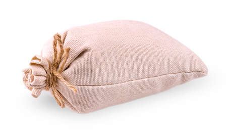 White Bag of burlap isolated on white backgroundの写真素材