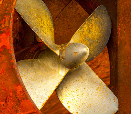 Ship propellers of a marine ship, which stands in a dry dock for repairの写真素材
