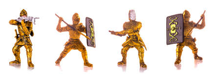 Set of figurine a medieval knightes isolated on white backgroundの写真素材