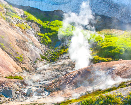 Geysers on the Mutnovsky volcano in Kamchatka, Russiaの写真素材