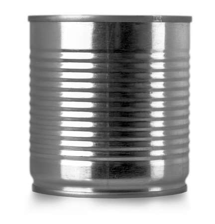 silver can isolated on white backgroundの写真素材
