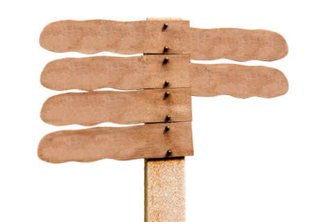 Wooden sign isolated on white backgroundの写真素材