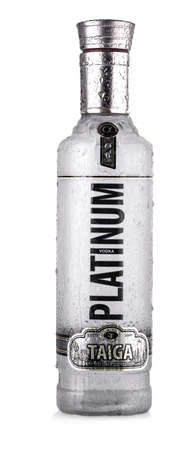 Chisinau, Moldova - 16 Novender 2017: A bottle of  Platinum vodka on an isolated background.のeditorial素材
