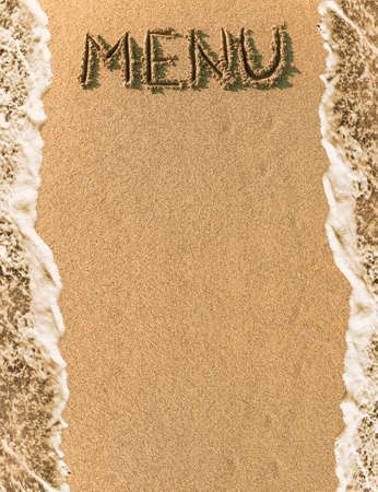 Empty sand background with text menuの写真素材