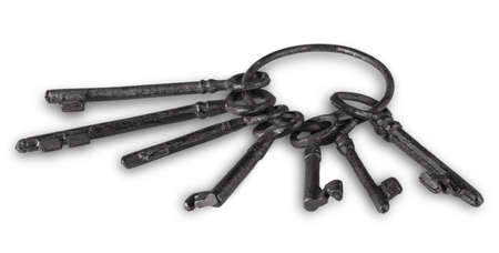 The vintage keys ring bonded on white backgroungの写真素材