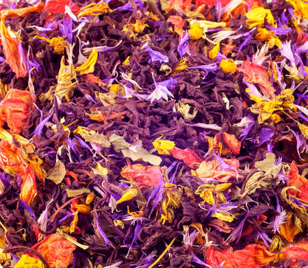 Texture of flower tea in bulkの写真素材