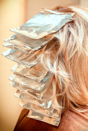 The painting of hair at the hairdresserの写真素材