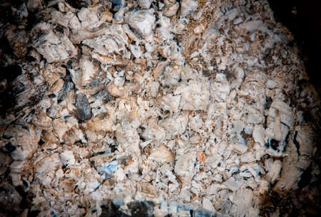 The texture of the ashes from the fire