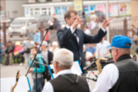 The blure of Orchestra in the parkの写真素材