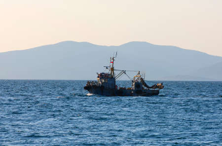 Small commercial net fishing boat near Vladivostokの写真素材