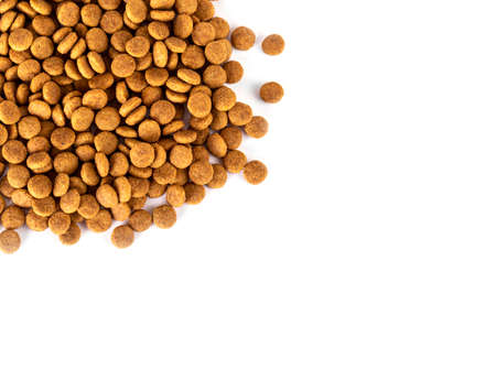 The dry pet food. isolated on white. Food for cats and dogs.
