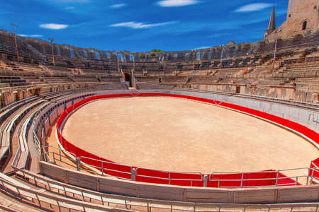Arles, France - JUNE 19 - 2018: The Interior of the Colosseum or Coliseum in Arles, Franceのeditorial素材