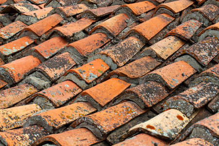 The Background of old roof tiles. Selective focusの写真素材