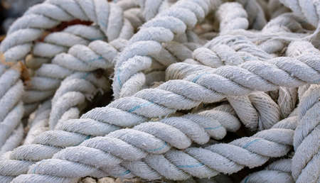 The Old Boat Rope Textured close up. Selective focus
