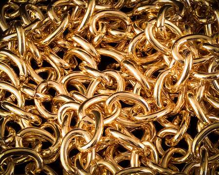 texture pile of gold chain. Selective focusの写真素材