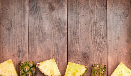 Fresh sliced pineapple with whole. Selective focusの写真素材