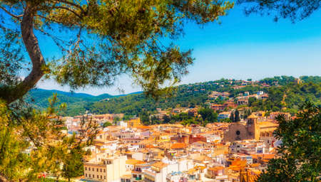 Tossa de mar, Costa Brava, Spain: Old Town with blue sky.の写真素材