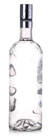 close up bottle of vodka isolated on white backgroundの写真素材