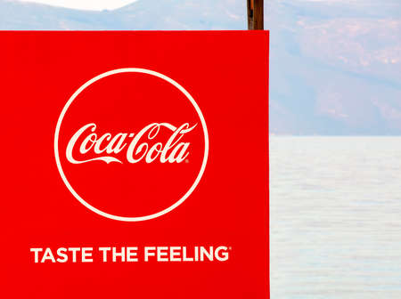 Coca-Cola sign. Coca-Cola is a carbonated soft drink.It is produced by The Coca-Cola Company of Atlanta, Georgiaのeditorial素材