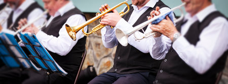 musicians playing in outerwear on the street. Kamchatka, Russiaの写真素材