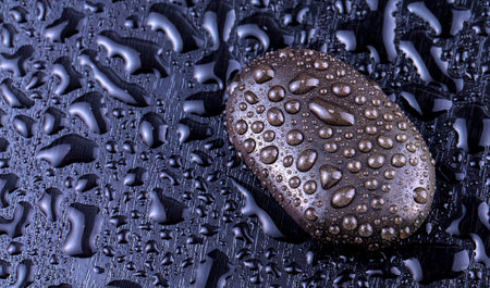stacked wet spa stone selective focus. tone image
